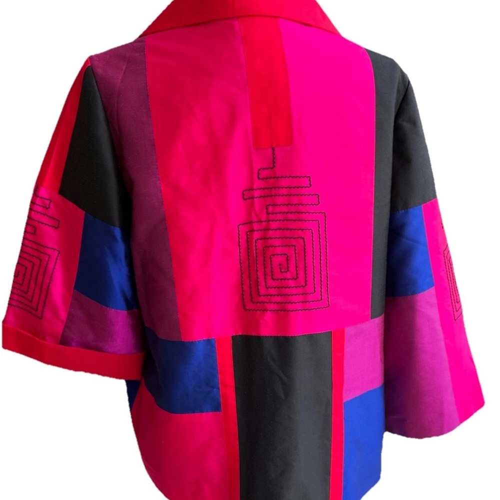 Colorful Patchwork Silk Jacket - image 3